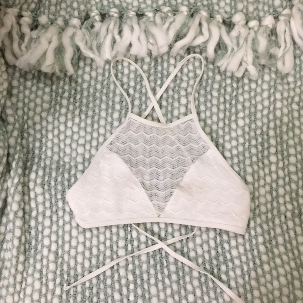 Aerie white halter bikini top